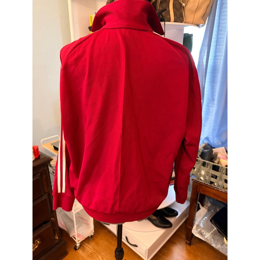Broderick Track Jacket Adult 7 Large Red Greely Striped Sleeve Vintage 90s USA - Picture 3 of 8